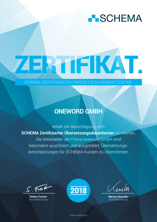 Schema-Zertifikat