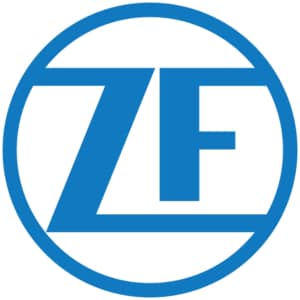 Logo der Firma ZF Friedrichshafen (blaues Logo und blaues "Z" sowie "F" auf weißem Grund)