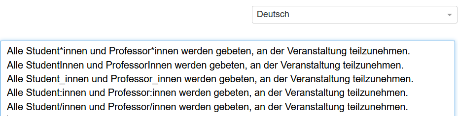 Gendern in der maschinellen Übersetzung ; Screenshot1